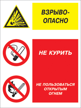 Кз 11 взрывоопасно - не курить и не пользоваться открытым огнем. (пленка, 300х400 мм) - Знаки безопасности - Комбинированные знаки безопасности - Магазин охраны труда Протекторшоп