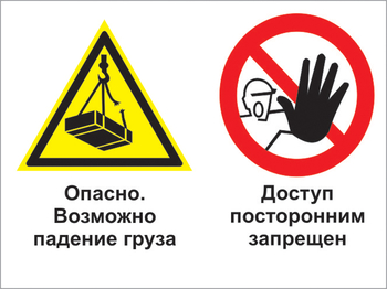 Кз 32 опасно - возможно падение груза. доступ посторонним запрещен. (пленка, 600х400 мм) - Знаки безопасности - Комбинированные знаки безопасности - Магазин охраны труда Протекторшоп